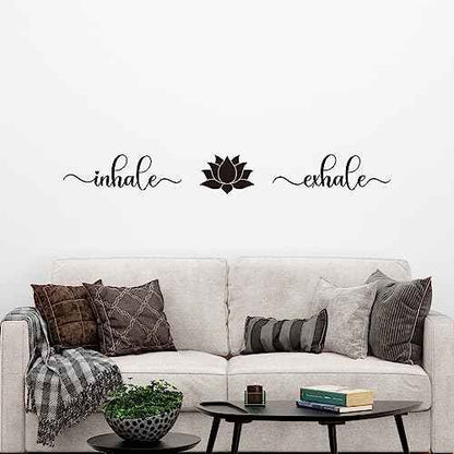 Vancetyno Inhale Exhale Vinyl Wall Decal - Bedroom Yoga Relax Wall Art Lotus Home Decor