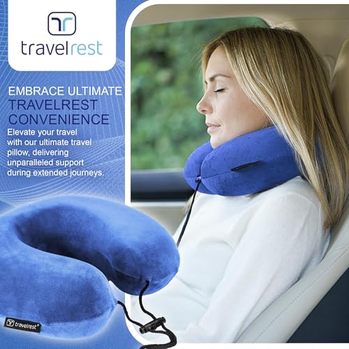 TRAVELREST Nest Neck Pillow Travel Essentials - Memory Foam Pillow and Patented Design, Support for Long Flights, Travel Accessories, Comfortable and Compact, Washable, Attaches to Luggage - Gray