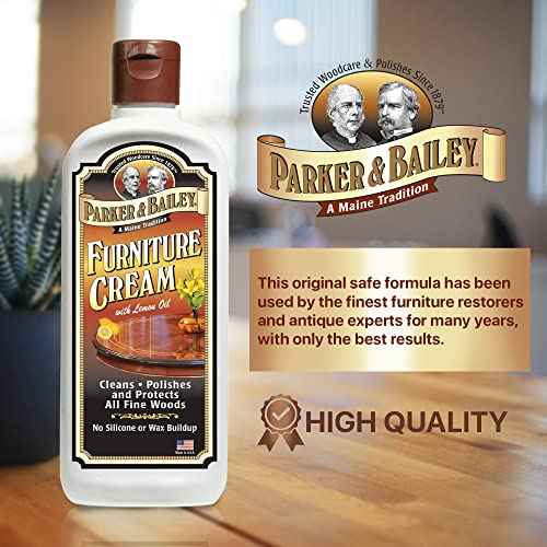 Parker & Bailey Furniture Cream - Multisurface Wood Cleaner and Polish Furniture Quick Shine Restorer Protector Kitchen Cabinets Surface Cleaner House Cleaning Supplies Home Improvement