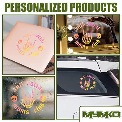 Anti-Social Mom Club Skull Decal, Aesthetic Skeleton Car Window Decals, 6 Inches UV DTF Tranfer Car Stickers, Halloween Weatherproof Car Truck Window Bumper Sticker, Car Decals for Boy Girl