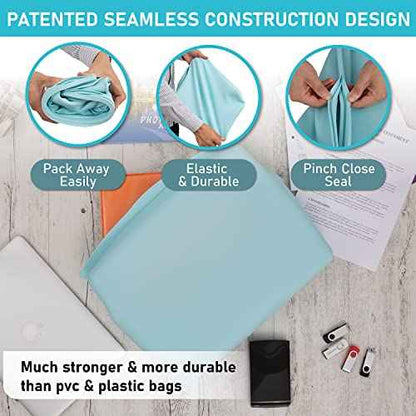 Large Silicone Waterproof and Heat Resistant Bag- Airtight Zip Closed Seal Pouch, Fireproof & Water Proof Safe Storage Holder for Cash, Passport, Laptop, Folder, Important Legal Documents & Valuables