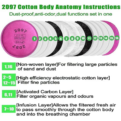 6PCS(3Pack) 2097 Particulate Filter Installed on Filter Retainer Replacement for 6000 6200 6800 7000 FF-4