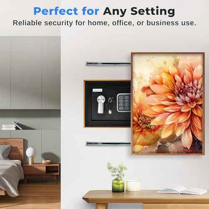 SereneLife Premium Steel Digital Safe Box - 9.1" x 6.7" x 6.7" | Secure Storage for Cash, Firearms & Jewelry | Great For Hotels, Cabinets & Home Use | Electronic & Mechanical Access | 2 Keys | Black
