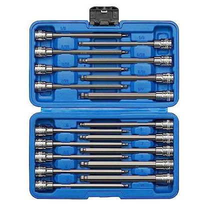 EMENTOL 18PCS 3/8" Drive Long Ball-End Hex Bit Socket Set, CR-V, S2 Steel, SAE/Metric, Extra Long Allen Bit Socket Set, 1/8 Inch - 3/8 Inch, 3mm - 10mm