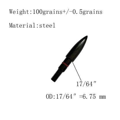 Archery Field Points 17/64 Inch 9/32 in 19/64 Inch 5/16 in (12 Pack) for Field Target Practice Shooting (A - 17/64″-100grains)