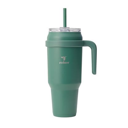 REDUCE 50 oz Stainless Steel Tumbler with Handle - Dual-Wall Vacuum Insulated Travel Mug, Sweat-Proof Lid & Reusable Straw - Keeps Drinks Cold for 24 Hrs, Fits Cupholders, Dishwasher Safe - Alpine