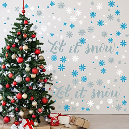 84 Pieces Christmas Wall Decals Snowflakes Wall Stickers Let It Snow Window Stickers for Home Decor Wall Art Window Bedroom Party Supplies