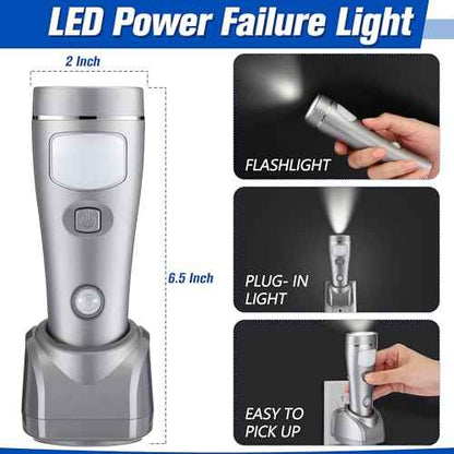 Enhon 6 Pack Rechargeable 4-in-1 LED Emergency Lights, Plug-in Flashlights with Motion Sensor Night Light, Auto-On Power Failure Light for Home, Hurricane, and Outage Supplies