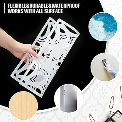 9 Pieces Floor Painting Stencils Large Tile Stencils Wall Drawing Pattern Templates Floor Stencils Kit in 9 Styles for Painting Linoleum Floor Wall Wood Tiles Cement Decor (Simple Style,8 x 8 Inch)