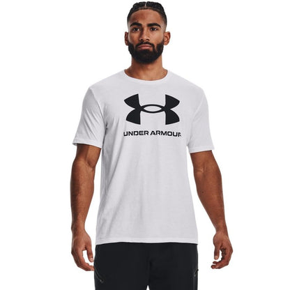 Under Armour Men's Sportstyle Logo Short Sleeve T Shirt, (100) White / / Black, Large