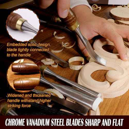 12-Piece Wood Carving Chisel Set - CR-V 60 Steel Multi-Shape Edge Gouges Carving tool for Woodworking Beginners and Professionals with Storage Case