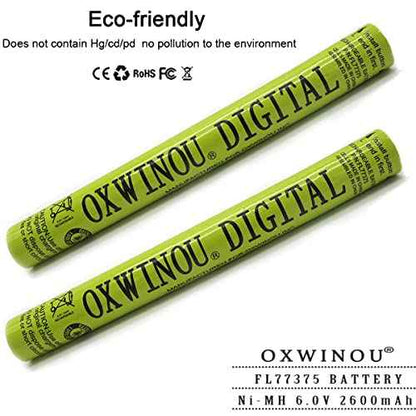 77375 Battery Compatible with STREAMLIGHT FLASHLIGHTS 77375 77175 9926J SL20LP SL20L SL20XP-LED 6V 2600mAh NiMH OXWINOU Battery Stick(2-Pack)