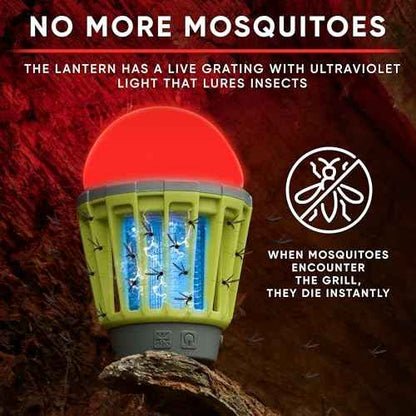 Camping Lantern with Mosquito Protection | Rechargeable Battery, USB Type-C Charging | Waterproof IP67 | White and Red Light | Compact Portable for Camping, Hiking, Fishing