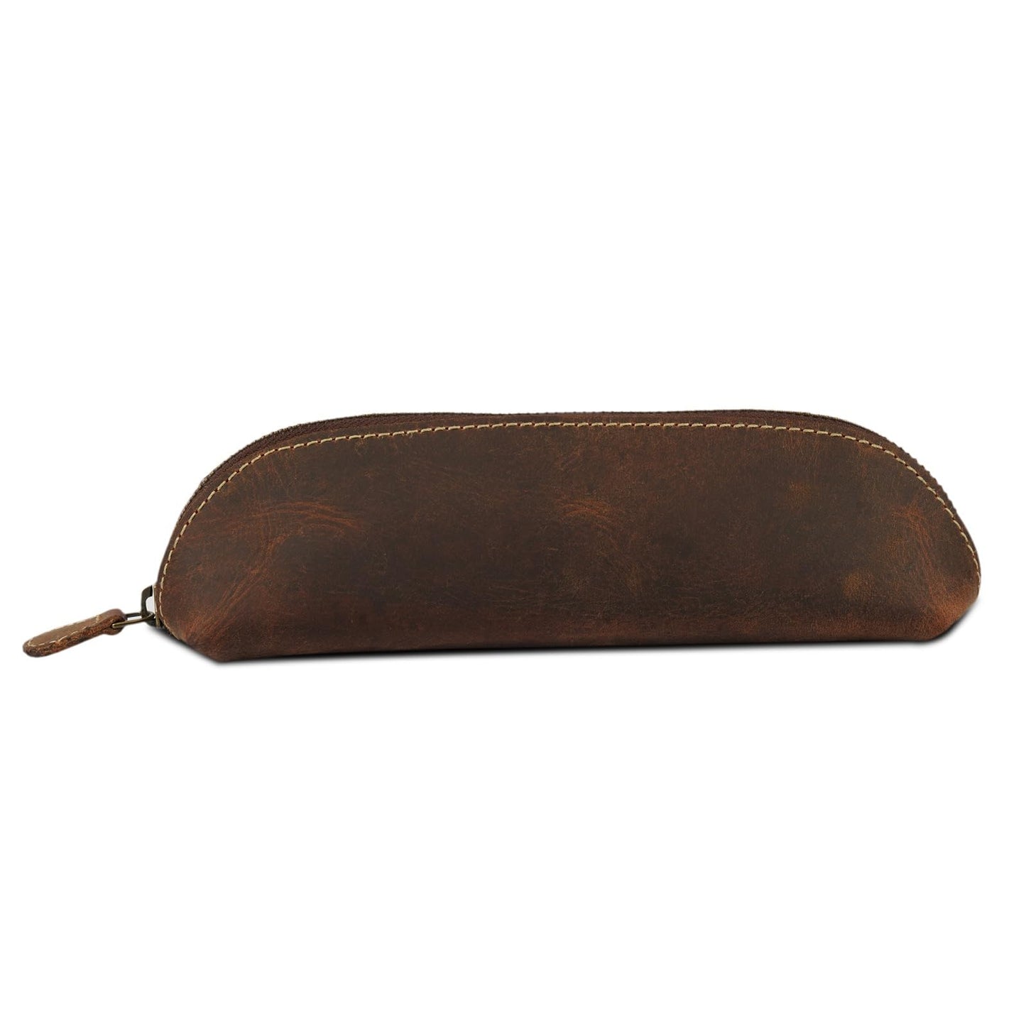CestAntiQ Leather Zipper Pencil Case – Handmade Slim Pen & Marker Pouch, Small Pencil Organizer for Notebook, Office, Work & Travel, Premium Leather Tool Holder for Artists & Professionals
