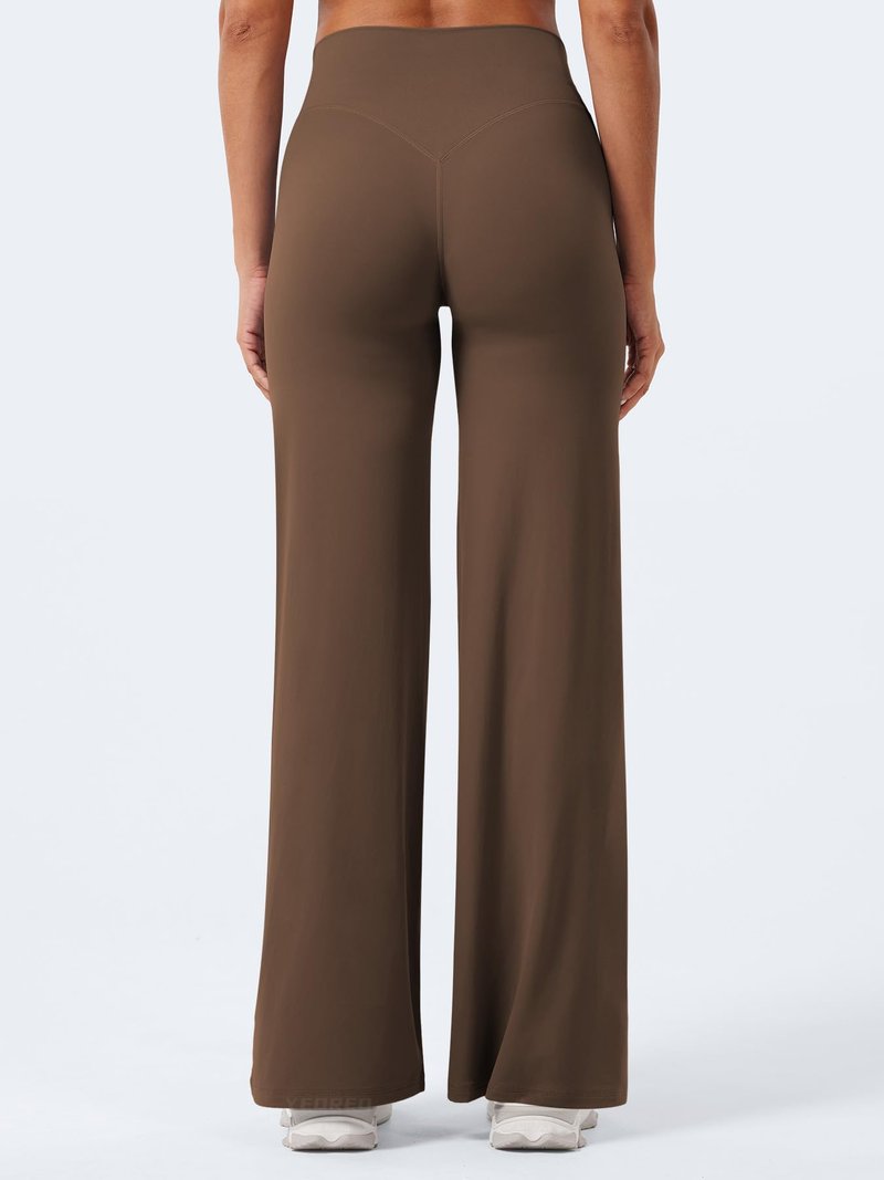 YEOREO Workout Leggings Womens No Front Seam Straight Leggings 31.5" Thin Fleece High Waist Buttery Eddiy Gym Yoga Pants Brown XL