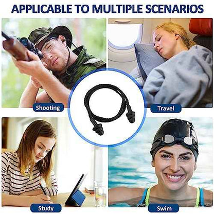 Xuhal 200 Pairs Black Corded Ear Plugs Silicone Reusable Earplugs Sound Blocking Individually Wrapped Ear Plugs Protection Hearing EarPlugs for Sleeping, Music, Shooting, Construction Work, Sports