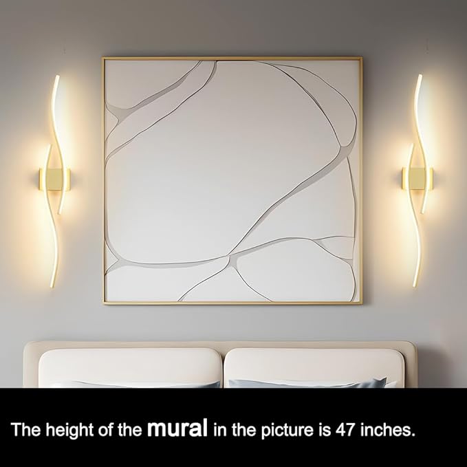 Modern Wall Sconces Set of 2, Dimmable LED with Remote Control, Gold Indoor Wall Sconce, Hard Wired Wall Lights for Living Room, LED Wall Decor for Hallway, Bedroom, 40.5" in, 3 Color, Timer, Memory