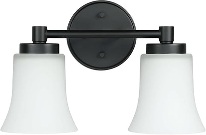 XiNBEi Lighting Bathroom Vanity Light, Vintage 2 Light Sconces Wall Light with Glass, Black Wall Mounted Light XB-W1235-2-MB