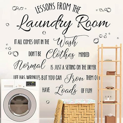 Laundry Wall Decal: Lessons from The Laundry Room - Wash & Dry Quote for Home & Apartment