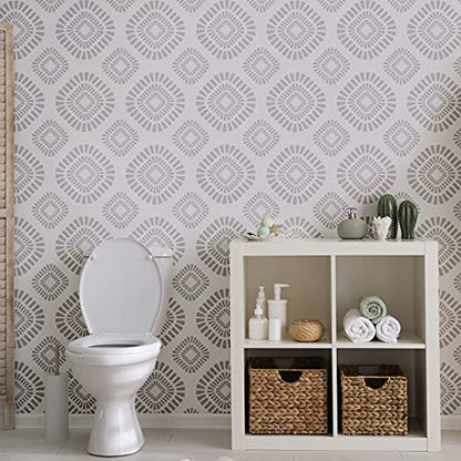 Herringbone Geometric Modern Wall Stencils Pattern Wall Decor Reusable Film Decorative for Painting, Stencils for Walls (Classic Style), 8 Pieces, 12 x 12 Inch