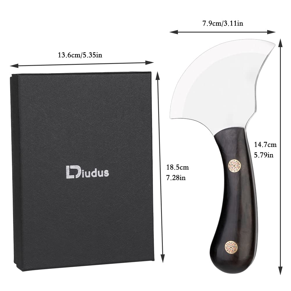 DIUDUS Leather Bevel Head Cutting Knife Black Wooden Handle, Craft Skiving Knife, Leather Working Tools for DIY Leathercraft Forging Cutting