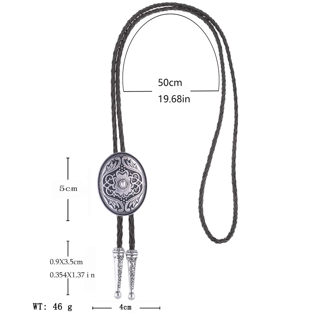 GelConnie Silver Bolo Tie for Men Women Mens Bolo Ties Western Wedding Vintage Style American Bolo Tie 3D Flower Design