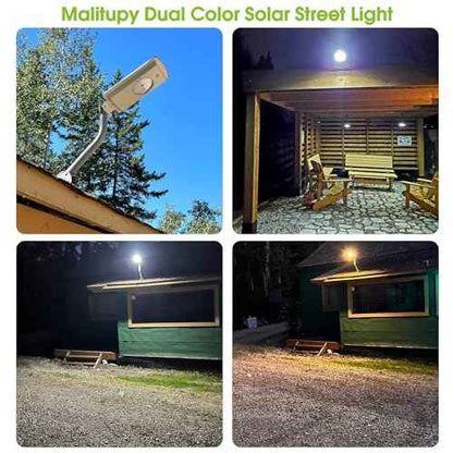 Solar Street Lights Outdoor, Cool White/Warm White Solar Street Light Dusk to Dawn/Motion Sensor, 1300LM IP65 Waterproof with Remote, Dimmable Area Security Light for Yard Path Driveway