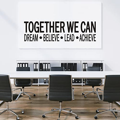 VODOE Together We Can Dream Believe Lead Achieve Wall Decals Office Meeting Room Wall Stickers Inspirational Motivational Art Vinyl Office Teamwork Quotes Business Wall Decor 25"X7"