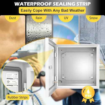 Electrical Junction Box, 12"x10"x8" NEMA Steel Enclosure P66 Waterproof & Dustproof Outdoor/Indoor Electrical Project Box with Mounting Plate