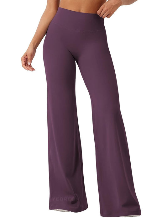 YEOREO Workout Leggings Womens No Front Seam Straight Leggings 35" High Waist Buttery Eddiy Gym Yoga Pants Black Berry Purple L