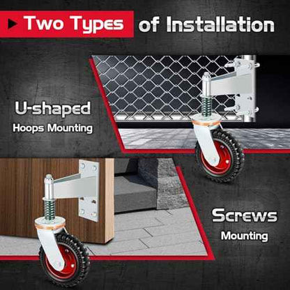 8 Inch Heavy Duty Fence Gate Wheel 600lb Capacity for Metal Tube Gates with 360 Degree Rotation Spring Loaded Caster Includes Screws and Screwdriver Durable Wheel for Smooth Gate Operation (Silver)