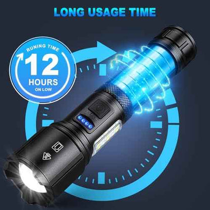Rechargeable LED Flashlights High Lumens, 99,000 Lumens Super Bright Flashlight 7 Modes w/COB Work Light, Powerful Flash Light for Outdoor Emergency Hiking Camping