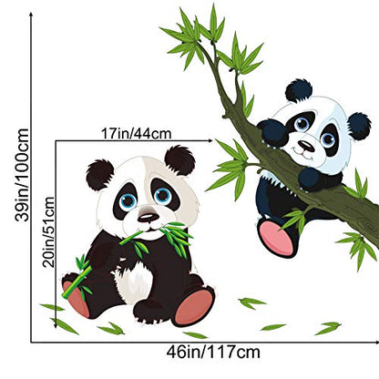 Amaonm Removable Cartoon Panda on The Tree Branch Kids Room Wall Stickers 3D Peel Stick DIY Nursery Art Decor Wall Decals Baby Sticker Girls Decal Bathroom Bedroom Living Room Decoration Decal