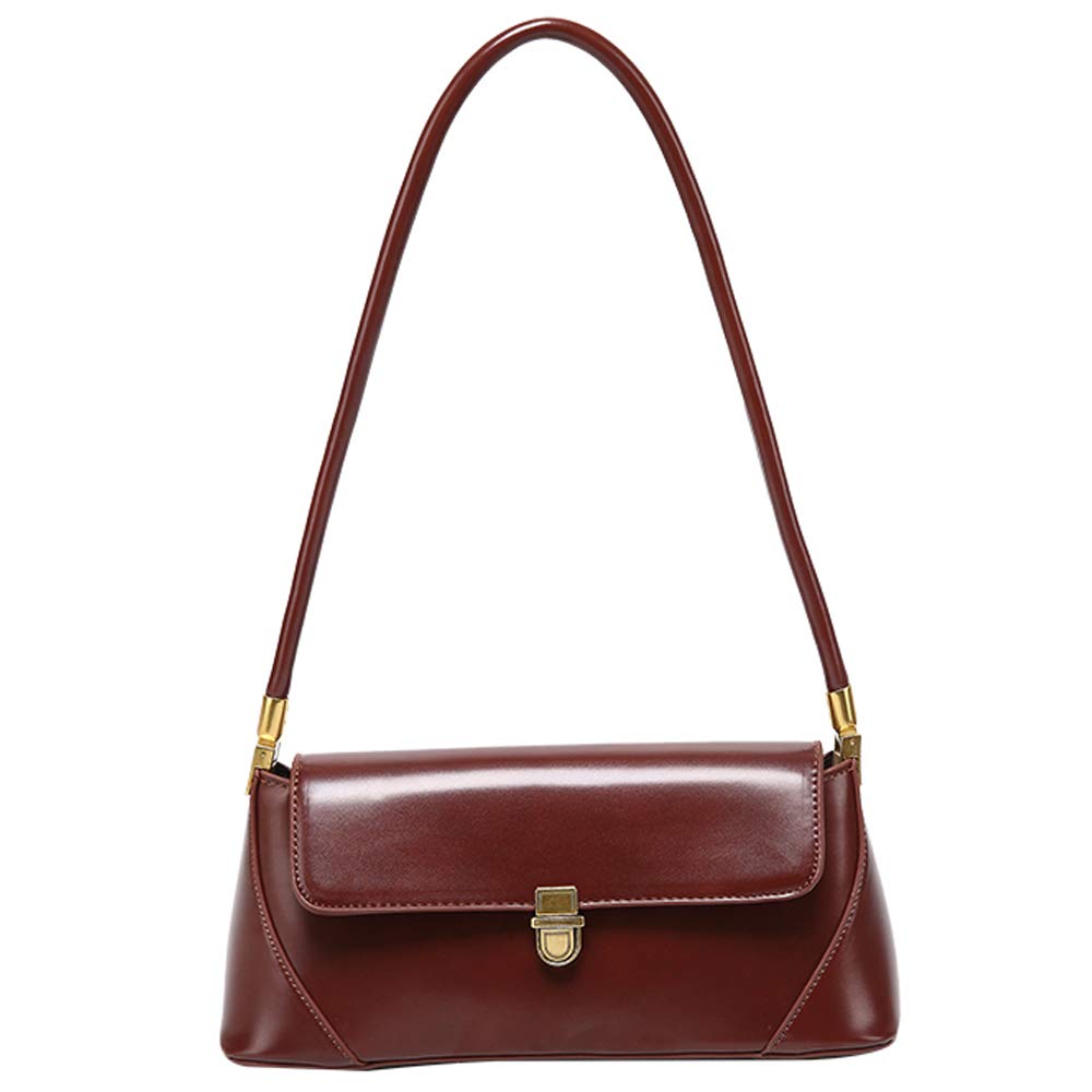 Small Clutch Shoulder Bag for Women Leather Mini Tote Handbag Purse with Buckle Closure (coffee)
