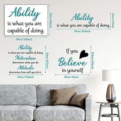 3 Sheets Vinyl Quotes Stickers, Inspirational Saying Wall Decals for Home, Office, School, Teen Dorm Room