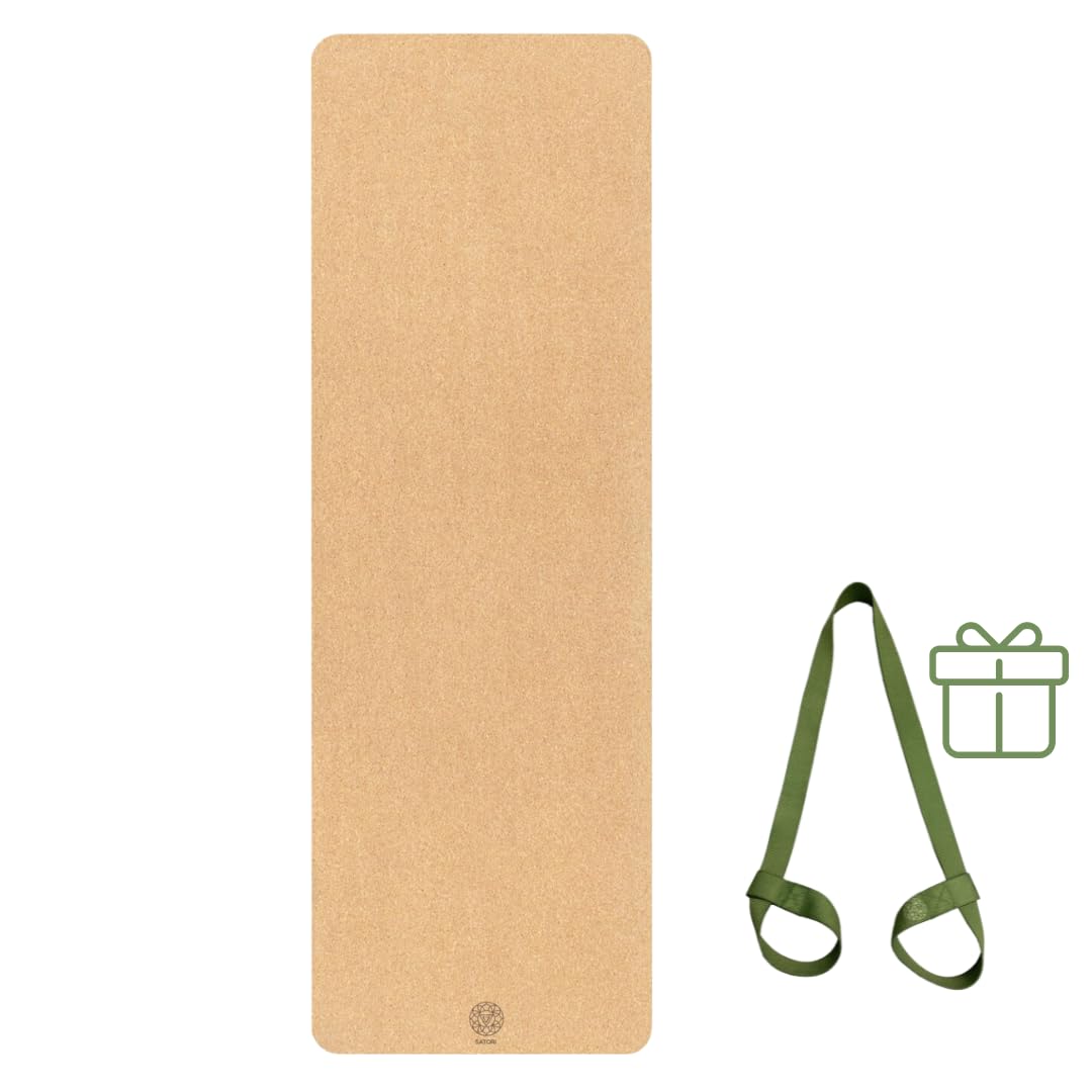 Cork Yoga Mat with Natural Rubber Base, Extra Size, Thickness and Support, Excellent Cushion & Grip, Non-Slip, Non-Toxic, Sweat-Resistant, Sustainable, Eco-friendly Exercise Mat