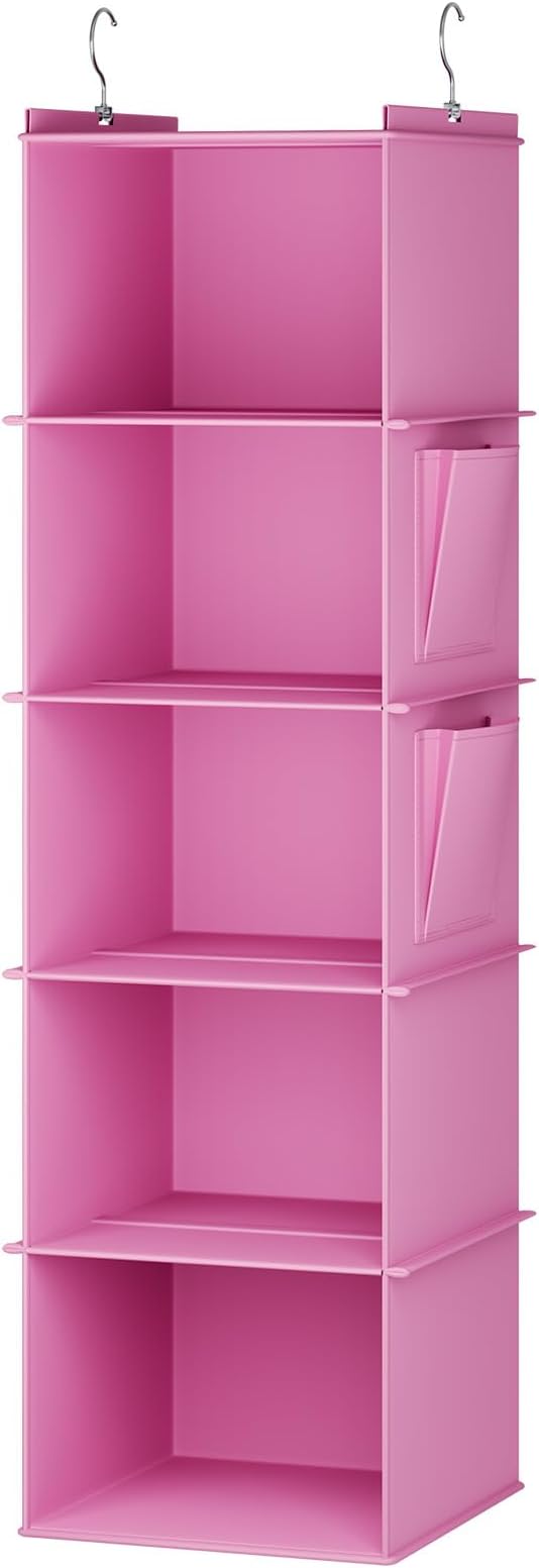 YOUDENOVA Hanging Closet Organizer, 5-Shelf Closet Hanging Storage Shelves