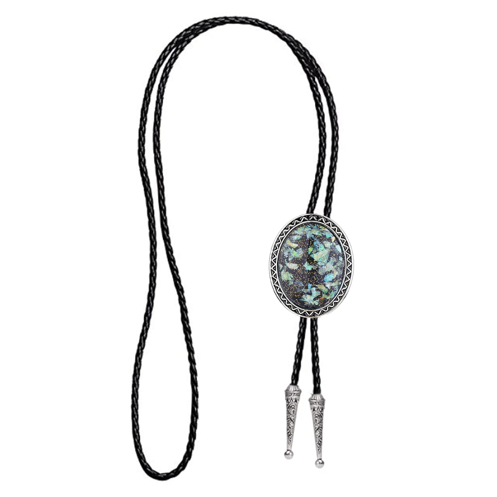 HUABOLA CALYN Bolo tie for Men Western Cowboy Leather Necktie Halloween Costume Bolo ties for Women (4# Opal)