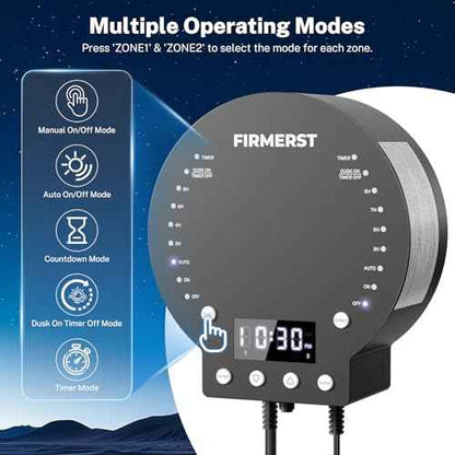 FIRMERST 2 Zone 200W Low Voltage Landscape Transformer with Timer and Photocell Sensor