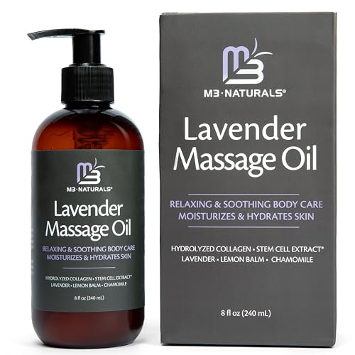 M3 Naturals Firming Body Massage Oil with Collagen & Stem Cell – Helps Smooth The Appearance of Cellulite & Improve Skin Texture – Refreshing Aromatherapy Body Oil for Legs & Full Body – 16 Fl Oz