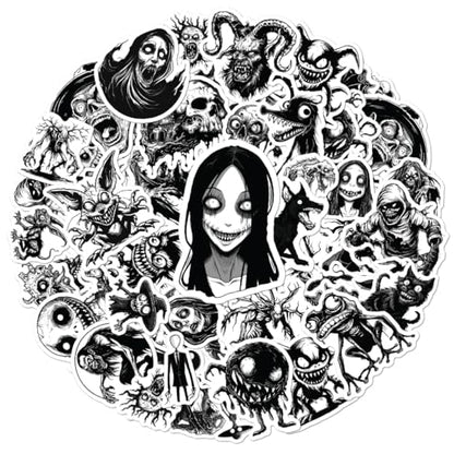 Creepy Horror Monster Vinyl Stickers Pack 50Pcs for Laptop Water Bottle Skateboard Journal Scrapbook Teens Adults Gothic Halloween Aesthetic Waterproof Decals Wall Decoration