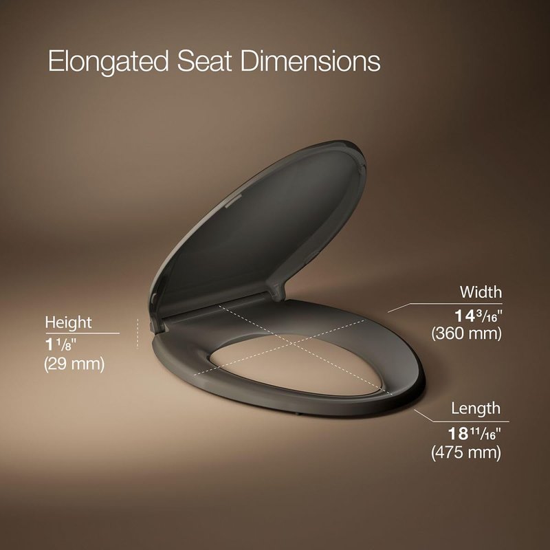 KOHLER 4636-RL-K4 Cachet ReadyLatch Elongated Toilet Seat Slow Close, Soft Close Toilet Seat Quiet Lid, Contoured Grip-Tight Bumpers Installation Hardware, Apartment Essentials, Cashmere (Pack of 2)