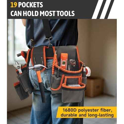 New Tool Belts for Men, Professional Morrales de Construccion, Tool Belt Suspenders Made of 1680D Polyester Fiber, Suitable for Electricians, Carpenters, etc