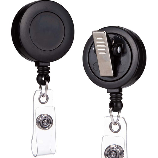QREEL Retractable Badge Holder with 360° Swivel Alligator Clip, ID Badge Reels with 30-Inch Nylon Cord & Vinyl Strap, Name Tag Holder for Nurses, Office Workers, Teachers (Bulk 100 Pack, Black)
