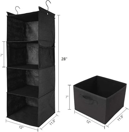 MAX Houser 4-Shelf Hanging Closet Organizer, Space Saver, Cloth Hanging Shelves