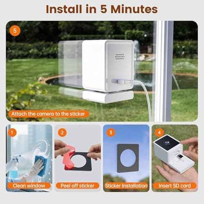 Window Camera, 3MP 2K Indoor Cameras for Home Security with Mounting Sticker,AI Color Night Vision, Person & Motion Detection,Support 2.4GHz & 5GHz WiFi