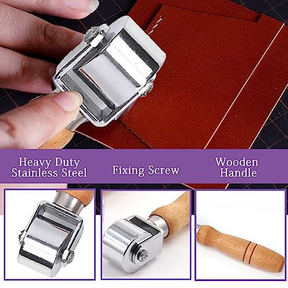 Swpeet 1Pcs 26mm Heavy Duty Leather Press Seam Roller Assortment Kit, Leather Press Laminating Roller Edge Roller Leather Edge Creaser and Smoother Platen Tool for Leather