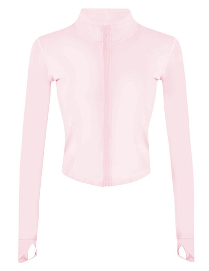 Lviefent Womens Lightweight Full Zip Running Track Jacket Workout Slim Fit Yoga Sportwear with Thumb Holes (Pink-M)
