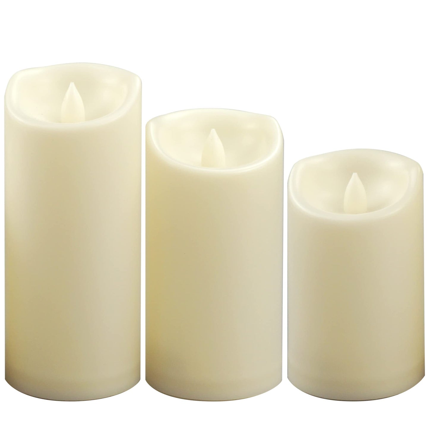 CANDLE CHOICE Waterproof Outdoor Battery Operated Flameless Pillar Candles with Timer Realistic Flickering Plastic Fake Electric LED Lights for Lantern Garden Wedding Christmas Decorations 3 Pack