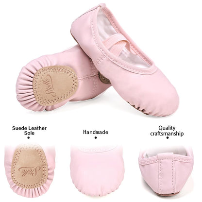 Stelle Ballet Shoes for Girls Toddler Ballet Slippers Soft Leather Boys Dance Shoes for Toddler/Little Kid/Big Kid(Pink, 11ML)